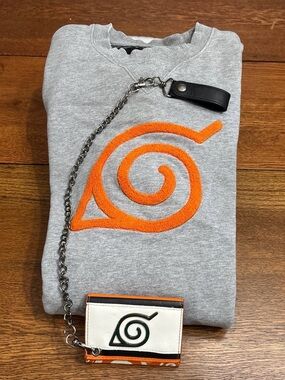 Rare Mens S Coach Naruto Michael B Jordan Sweatshirt w/ detachable chain wallet